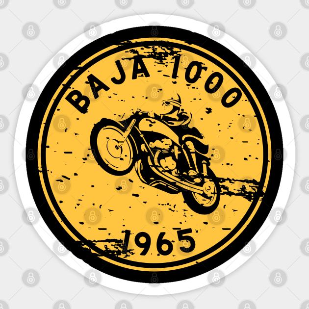 Vintage Motorcycle Race Baja 1000 1962 Sticker by TommySniderArt